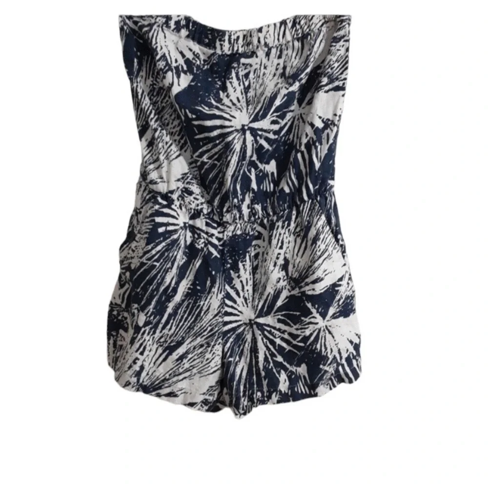 Banana Republic Womens 100% Linen Tube Top Romper 4 Vacation Beach Casual Y2k